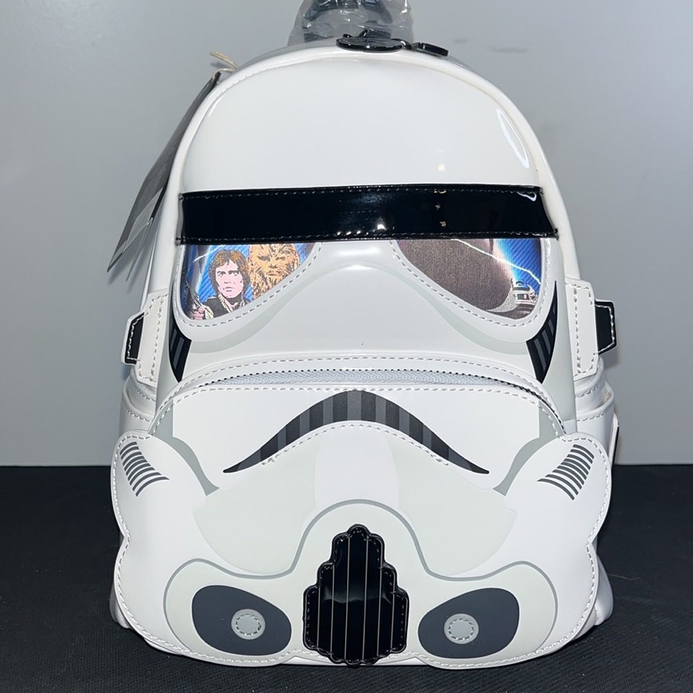 NEW Loungefly Star Wars White Leather Stormtrooper Lenticular Mini Backpack Bag